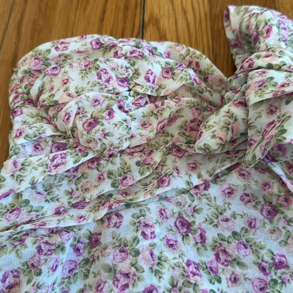 For Love And Lemons Teagan mini Floral White and Pink Dress strapless S - Picture 6 of 9